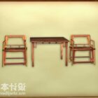 中国の古典的な家具の椅子とティーデスク