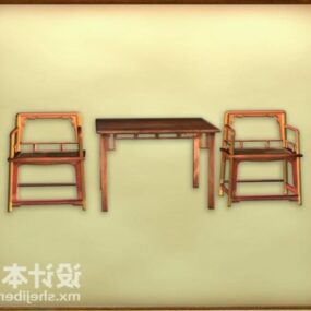 Kinesisk klassisk møbelstol og tebord 3d-modell