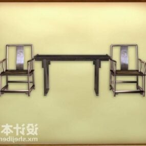 میز رویه مرمر با صندلی چرمی سرویس غذاخوری مدل سه بعدی