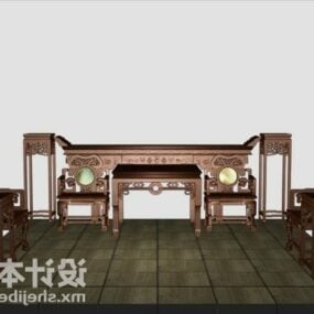 Bàn ghế nội thất Mô hình 3d phong cách chạm khắc
