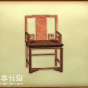 Kiinalainen veistetty tuoli puinen 3d-malli