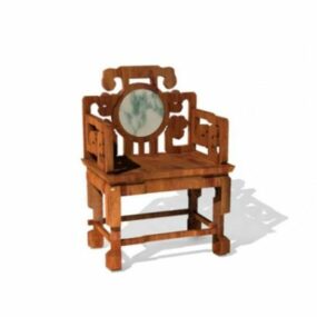 Chaise chinoise traditionnelle avec dossier circulaire modèle 3D