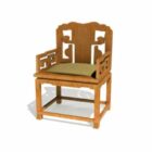 Chinesischer Stuhl mit geschnitzten Armlehnen und Rückenlehnen