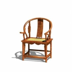 Wood Chair Curved Back Chinese Style 3d model