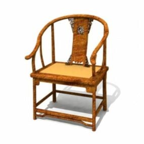 Model 3D z pojedynczym krzesłem i zakrzywionym ramieniem