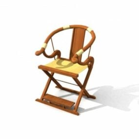 כיסא מתקפל דגם עץ במבוק מסגרת תלת מימד
