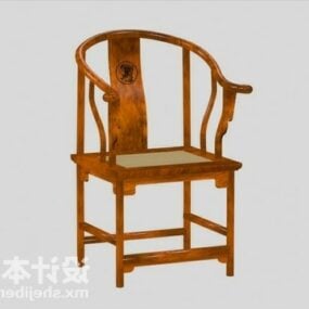 3д модель простого обеденного стула из деревянного материала