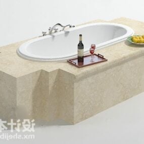 Bañera de piedra amarilla modelo 3d sanitario