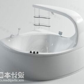Vierkante badkuip met houten rand 3D-model