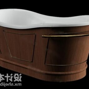 Wooden Bathtub Cover Ceramic Inside 3d model