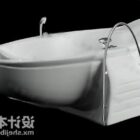 Curved Bathtub White Ceramic