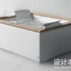 Square Bathtub With Wooden Edge Top