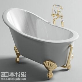 Luxury Bathtub With Gold Accessories 3d model