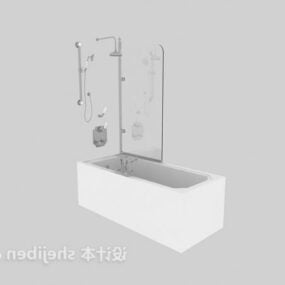 Rektangulært badekar med kromtilbehør 3d-modell