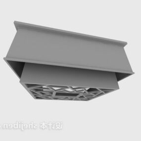 3д модель современного квадратного потолочного светильника с резным абажуром