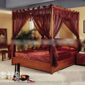 Vintage plakat Meble łóżkowe Aksamitna zasłona Model 3D