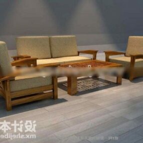 Sofa gepolstert Beige Textil 3D-Modell