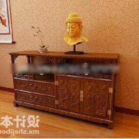 3д модель китайского деревянного шкафа для прихожей