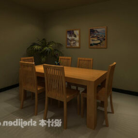 Trä matbordsmöbler 3d-modell