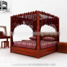 Chinese Poster Bed Furniture 3d model