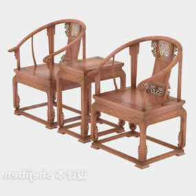 Træbordsstol kinesiske traditionelle møbler 3d-model