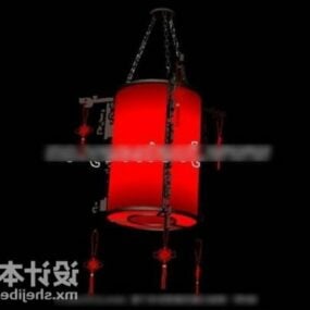 Red Round Chandelier Chinese Lighting 3d model