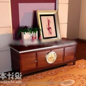 Side Cabinet Mirror With Tableware 3d model