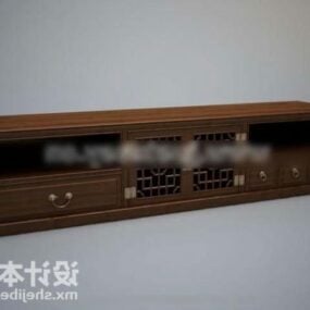 Long Tv Cabinet Wood Material 3d model