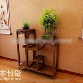 Classic Entrance Shoes Cabinet With Mirror 3d model