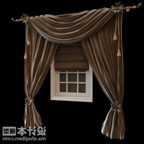 Yellow Velvet Curtain With Small Window 3d model