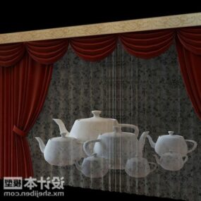 Two Layers Curtain Velvet And White 3d model
