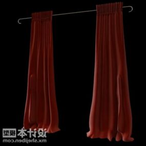 Red Velvet Curtain Indoor Furniture 3d model