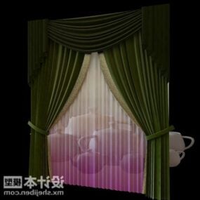 Pink Curtain Textile Furniture 3d model
