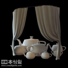 Two Side Curtain Textile Furniture 3d model