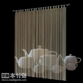 Room White Curtain Decorative 3d model
