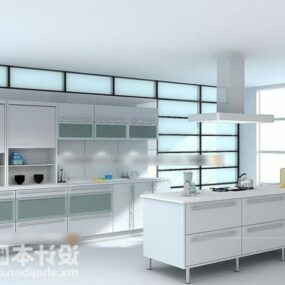 3д модель белой кухонной корпусной мебели