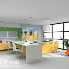 Kitchen Cabinet Furniture With Bar Counter 3d model