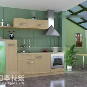 3д модель кухонной корпусной мебели из дерева