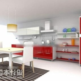 خزانة مطبخ مع رفوف أثاث نموذج ثلاثي الأبعاد