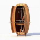 Wine Cabinet Wooden Barrel Shaped