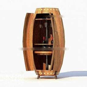 Wine Cabinet Wooden Barrel Shaped 3d model