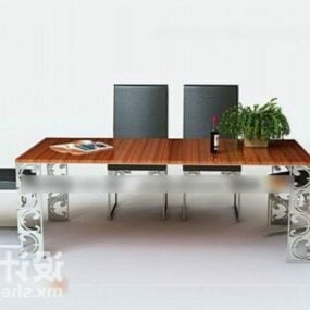 3д модель деревянного стола и стула для ресторана