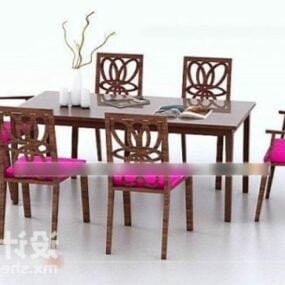 Chinese Dining Table And Chair Set 3d model