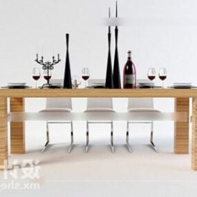 Table et chaise minimalistes avec décoration modèle 3D