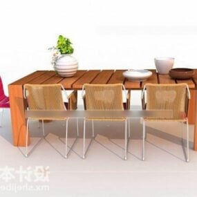 3д модель уличного обеденного стола и стульев
