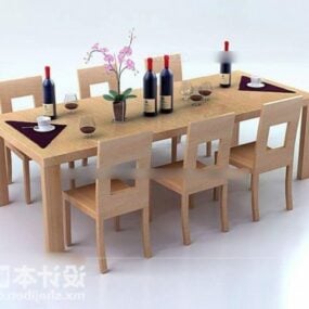 3д модель современного обеденного стола и обеденного стула