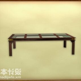 Low Coffee Table Glass Top 3d model