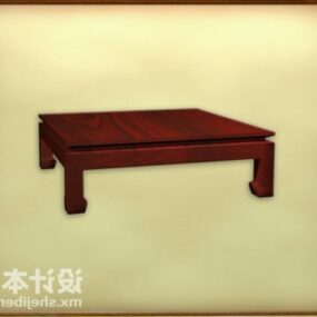 Square Wood Coffee Table Carved Leg 3d model