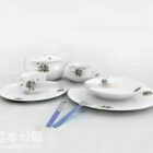 Tableware Plate With Bowl And Chopsticks