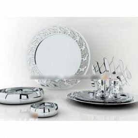 Conjunto de pratos de prata para utensílios de cozinha Modelo 3D